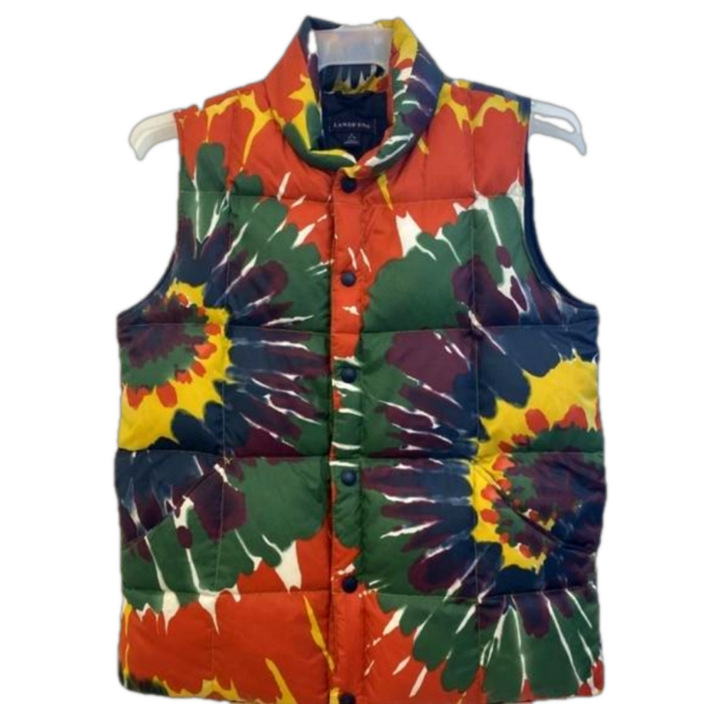 LANDS END ◇ Tie-Dye Down Puffer Vest, Childs, Unisex, Size Medium / 10-12 ◇ EUC